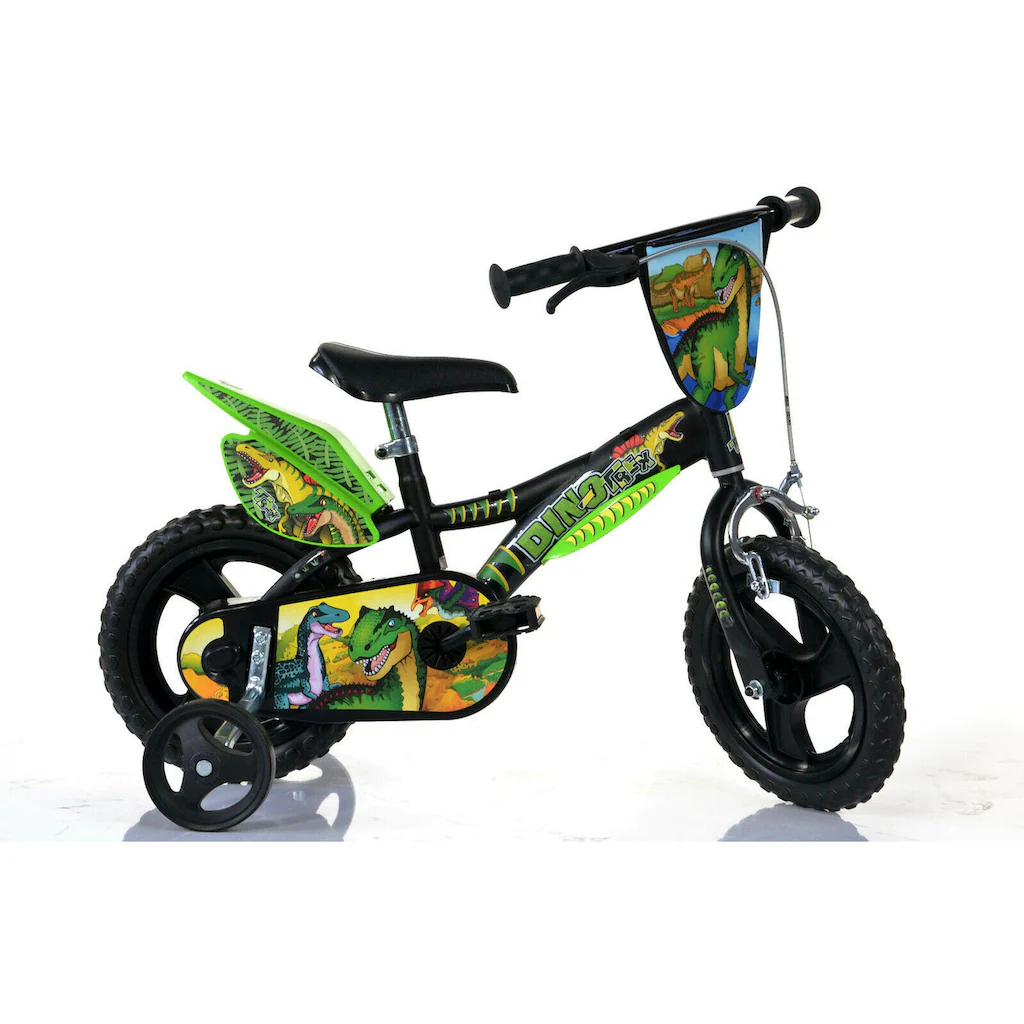 Dino Kinderfahrrad »Dinosaurier T-Rex 12 Zoll« 1 Gang mit Stützrädern Frontschild und coolen Schutzblechen auf Raten