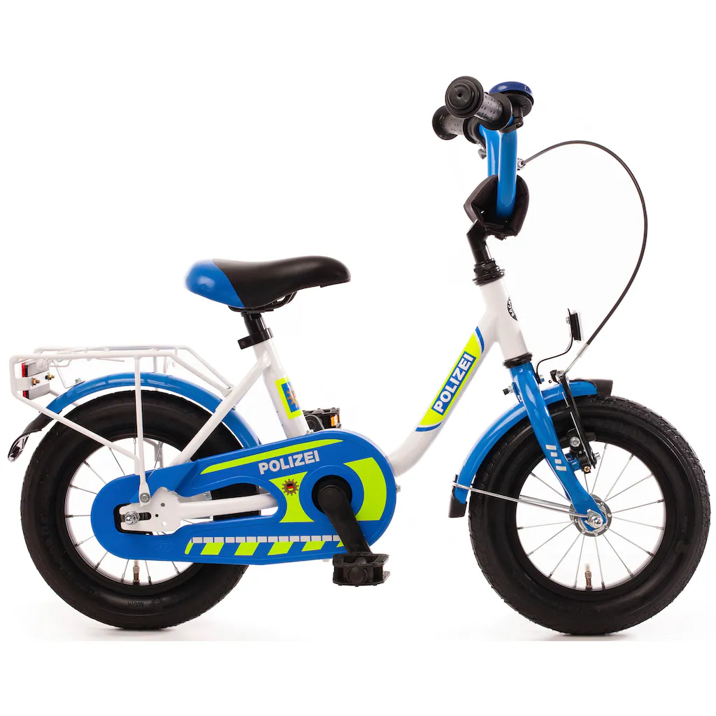 Bachtenkirch Kinderfahrrad »12" Kinderfahrrad "POLIZEI" kristall-weiß/blau/neon« 1 Gang ohne Schaltung auf Rechnung kaufen