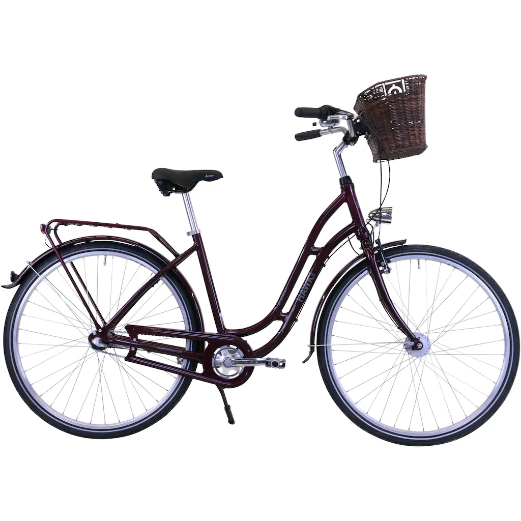 HAWK Bikes Cityrad »City Classic Joy Bordeaux« 3 Gang Shimano Nexus Schaltwerk für Damen und Herren auf Rechnung online bestellen
