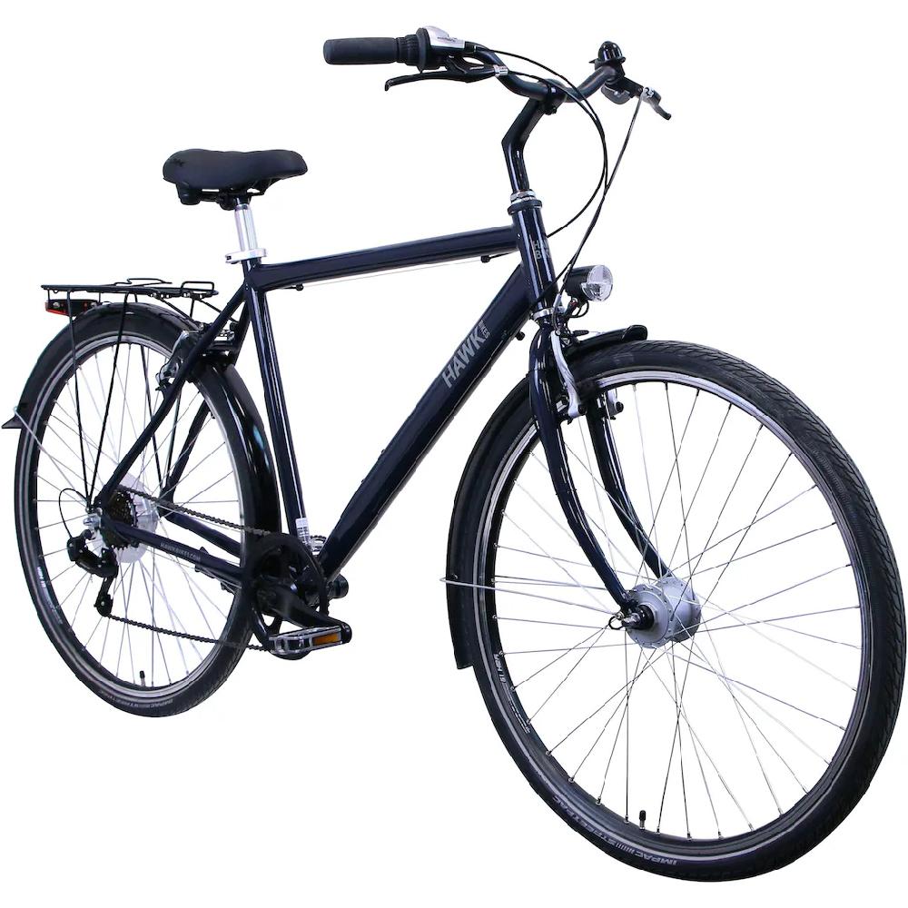 HAWK Bikes Cityrad »CityTrek Easy Blue Gent« 7 Gang Shimano Tourney Schaltwerk Kettenschaltung für Damen und Herren Kettenschaltung auf Raten Saisonale Angebote