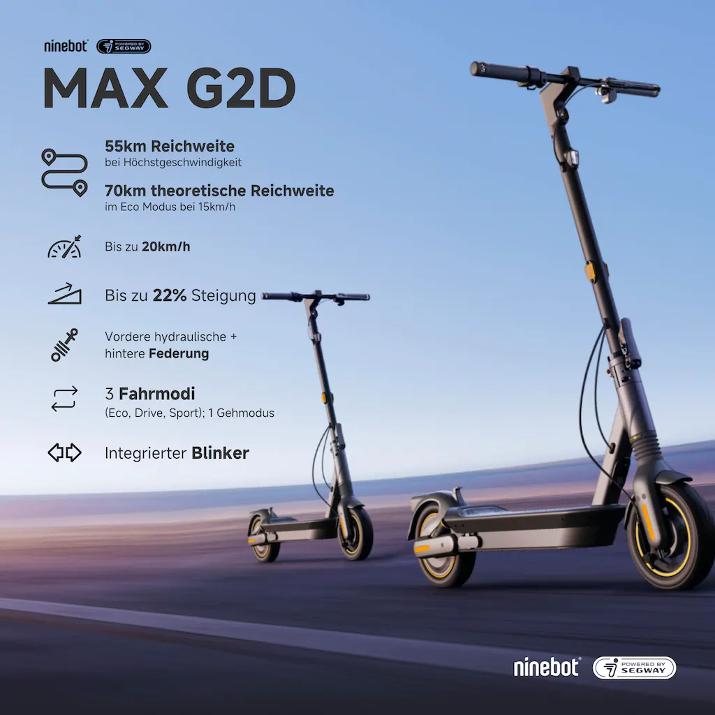 ninebot by Segway E-Scooter »KickScooter MAX G2 D« Electric Scooter mit Straßenzulassung bis zu 70 km Reichweite Jubiläumsangebot