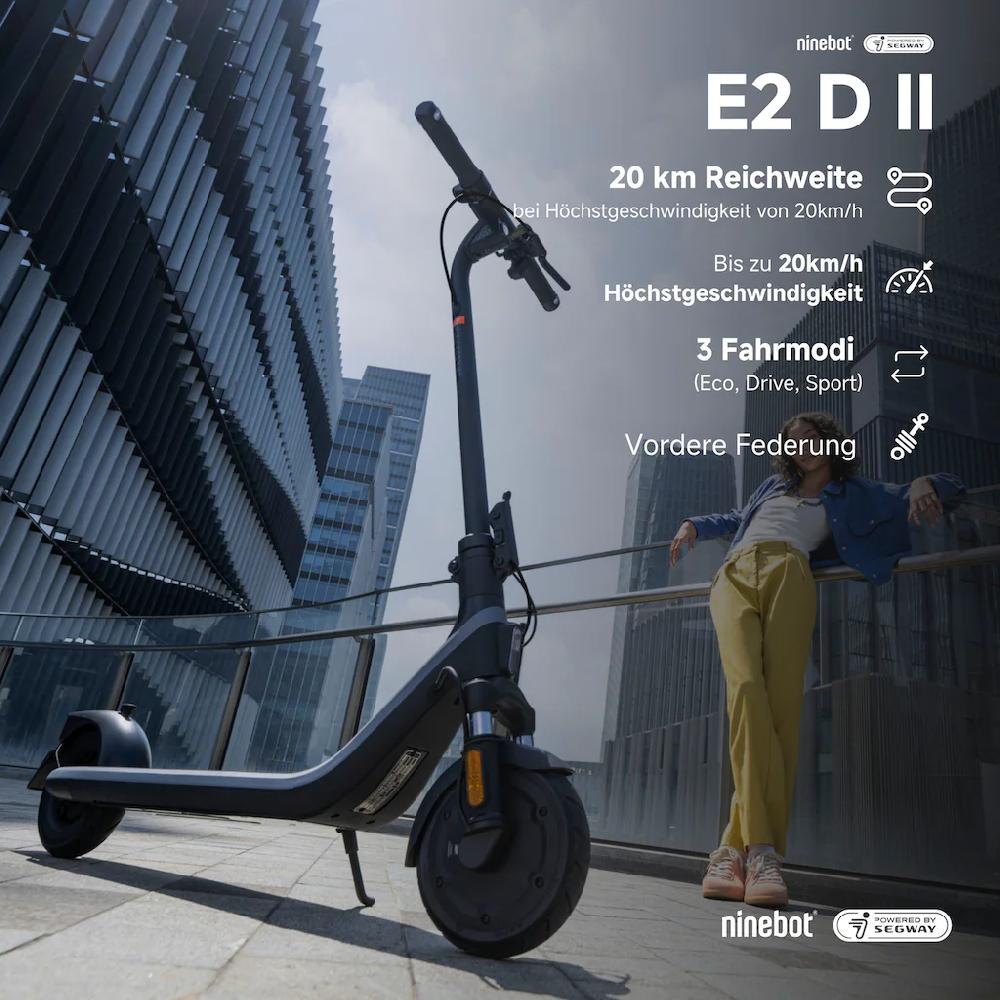ninebot by Segway E-Scooter »KickScooter E2 D II« Electric Scooter mit Straßenzulassung bis zu 25 km Reichweite Discount Store für neue Produkte