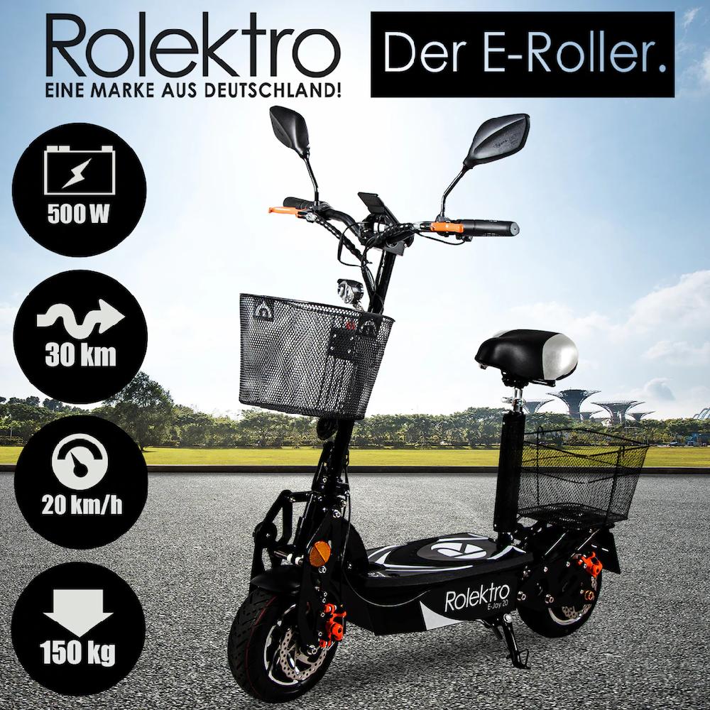 Rolektro E-Mofaroller »E-Joy 20 Schwarz 36V-12AH Blei-Gel Akku 500 Watt« bis zu 30 km Reichweite 50% Rabatt mit kostenlosem Versand