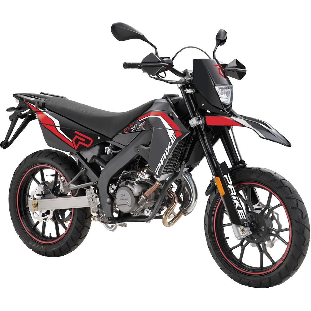 PRIKE Motorrad »PRIKE PXM 50 Supermoto E5 schwarz/rot« 50 cm³ 45 km/h Euro 5 4 7 PS auf Rechnung Begrenzt auf 3 Tage